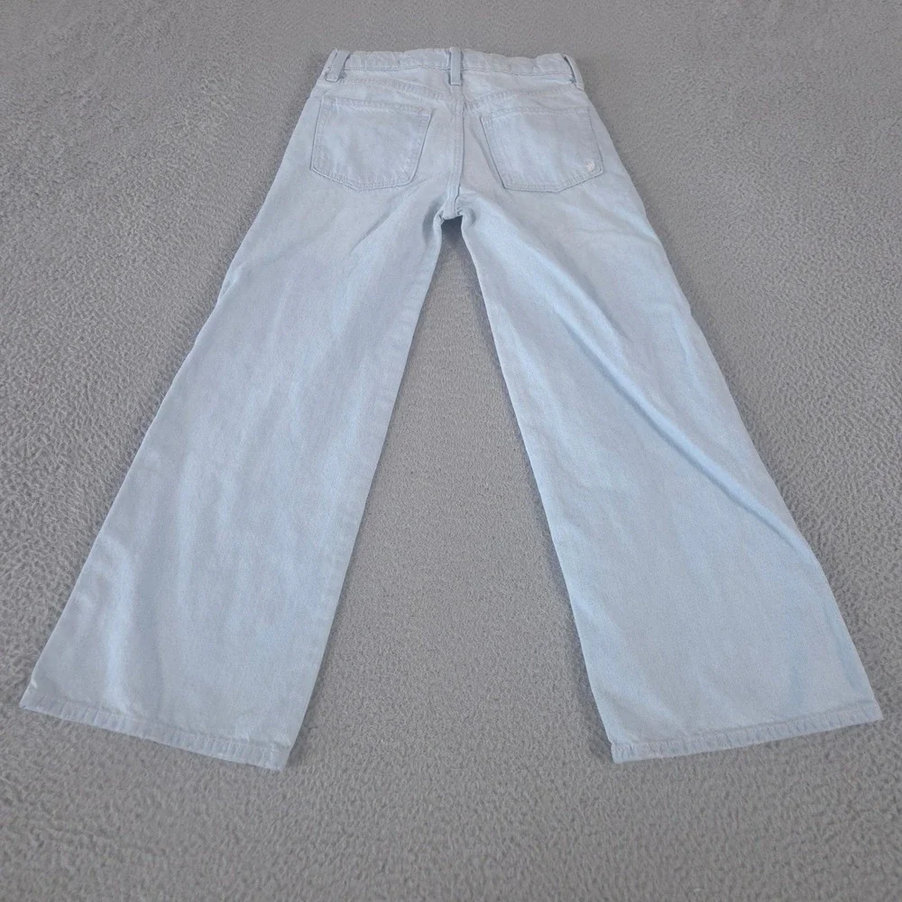 Old Navy Jeans Girls 14 Blue Baggy Wide Leg Distressed High Rise Cotton Denim